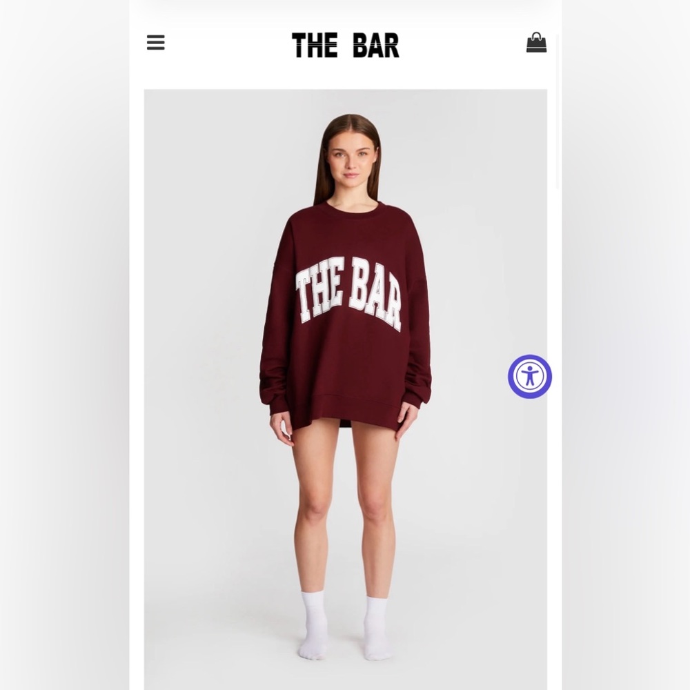 THE BAR VARSITY SWEATSHIRT MAROON SZ LARGE